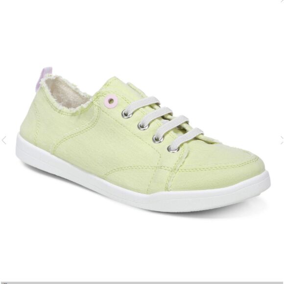Vionic Shoes - Vionic Pismo Pale Lime Canvas Pink Eyelet Sporty Washable Slip On Sneakers Sz 9